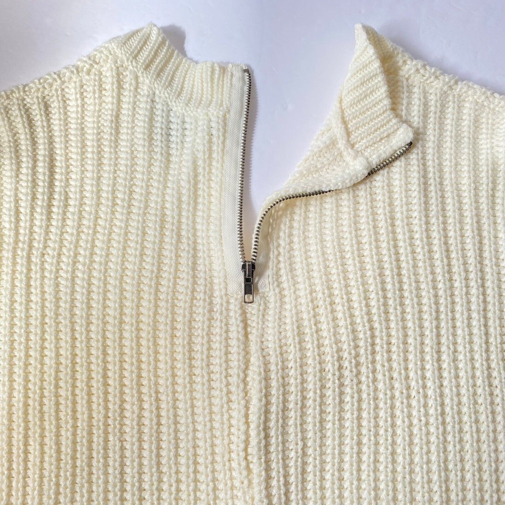 Nine West Jeans Sweater Womens Large Cream Cable Knit V Neck Dolman 3/4 Sleeves - Picture 7 of 11